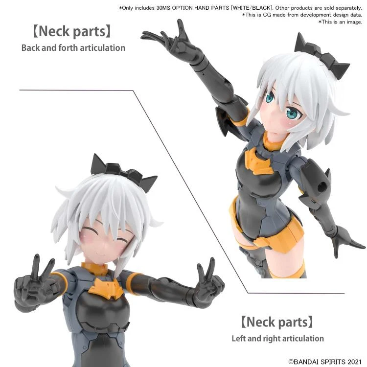 Bandai 30 Minutes Sisters Option Hand Parts (Black & White) Accessory Pack - Image 7